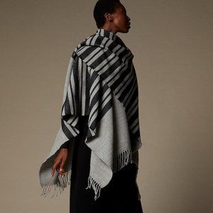 🍒 LOVE & LORE Variegated Stripe Wrap Poncho Soft Grey Heather O/S